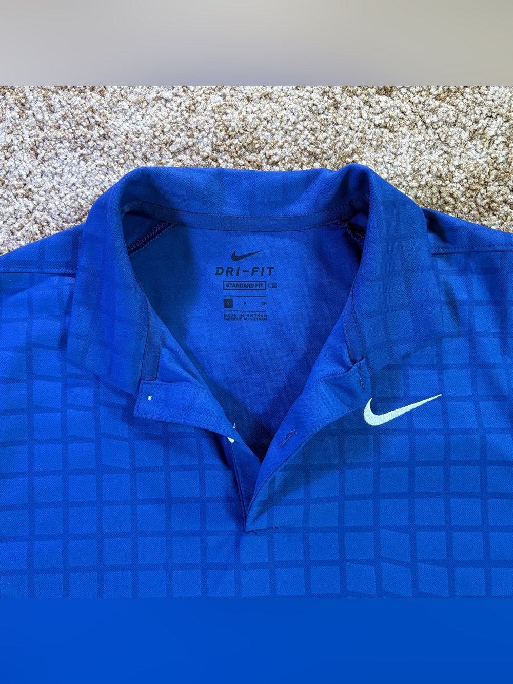 Nike Dri-FIT Golf Polo Shirt Blue Checkered Men’s Size Small Standard Fit NWT